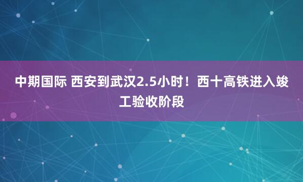中期国际 西安到武汉2.5小时！西十高铁进入竣工验收阶段
